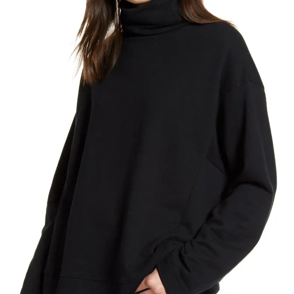 AG HAVEN MOCK NECK TUNIC FUNNEL NECK TURTLENECK OVERSIZED SWEATSHIRT XS